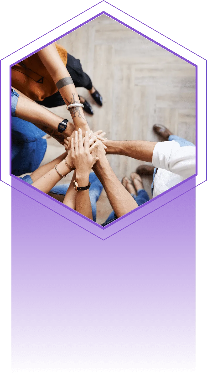Team members joining hands