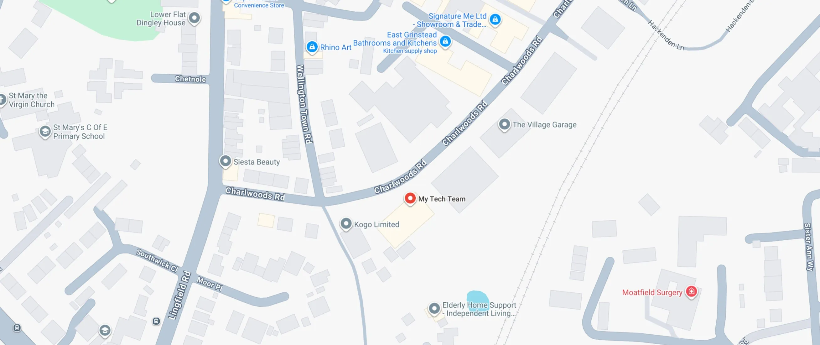 Map showing our East Grinstead office