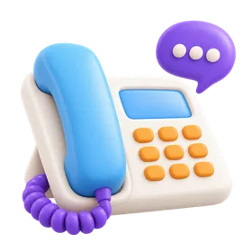 Desk phone with a speech bubble