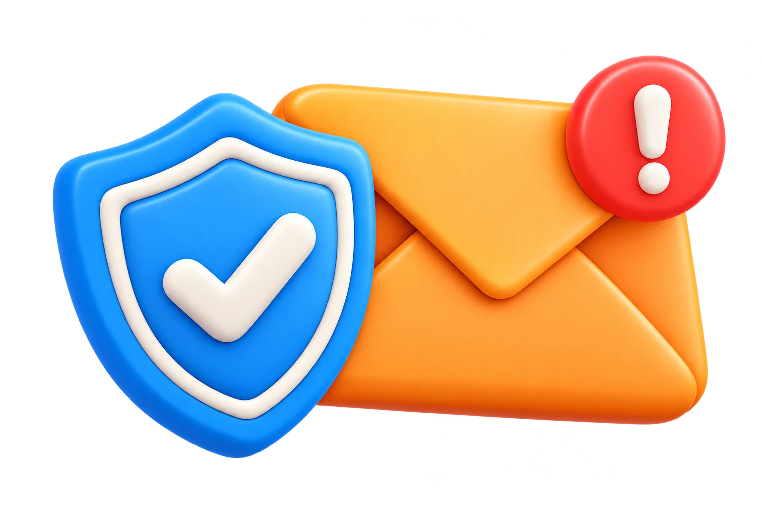 Shield and envelope with a warning symbol, representing email security and spoofing protection