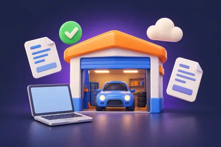 Garage connected to the cloud, representing digital transformation