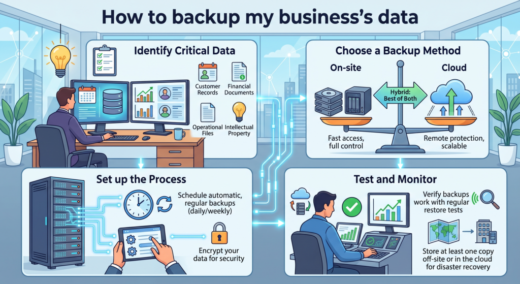 A graphic showing ways you can backup your business data
